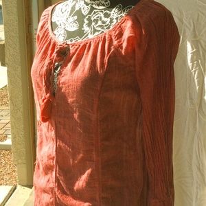 Sofia by Vix Pink Long Sleeve Cotton Peasant Tunic